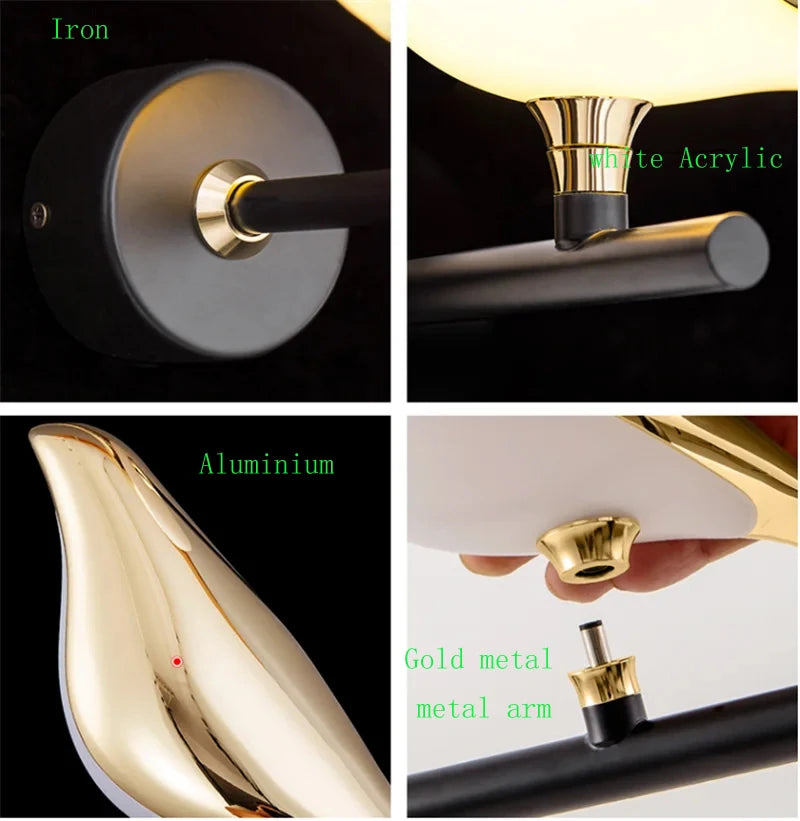 Nordic Golden Bird LED Wall Lights Parlor Bar